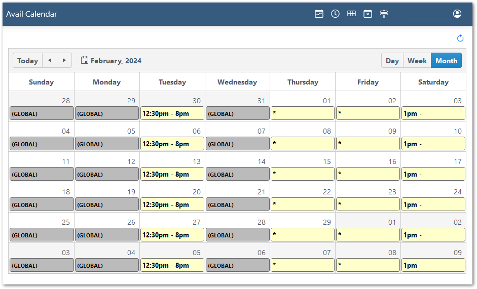 Availability Calendar