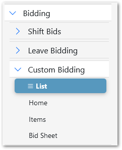 Custom Bids Menu