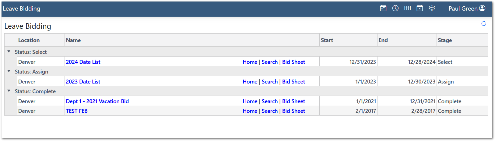 Leave Bids List