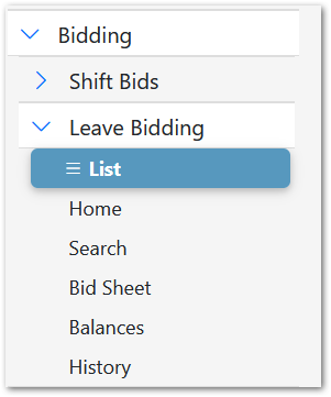 Leave Bids Menu