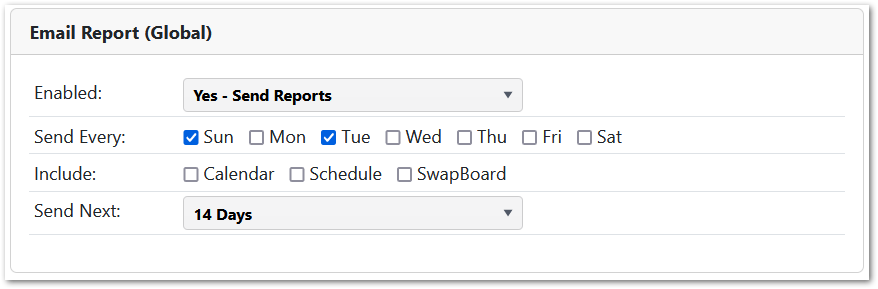 Email Report Options