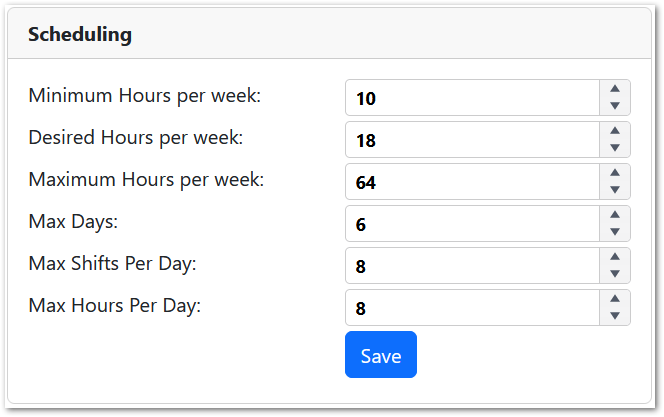 Preferences - Scheduling