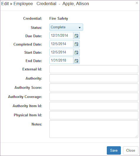 Edit Employee Credential Info