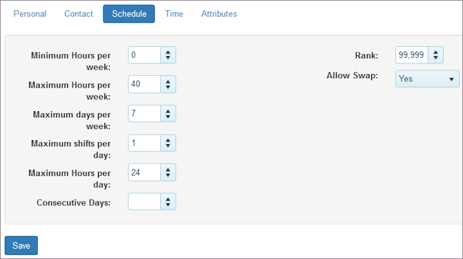 Schedule Settings