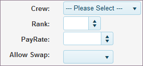 Fields in Schedule Window for Location