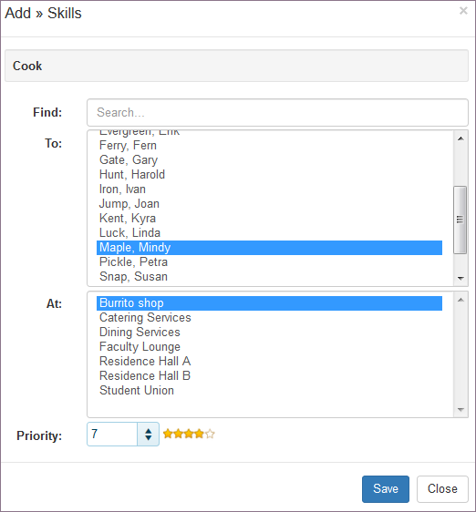 Adding Station Skills to an Employee at a Location