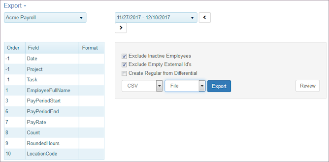 Payroll Export